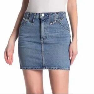 GRLFRND Sora high-waist studded denim mini skirt M